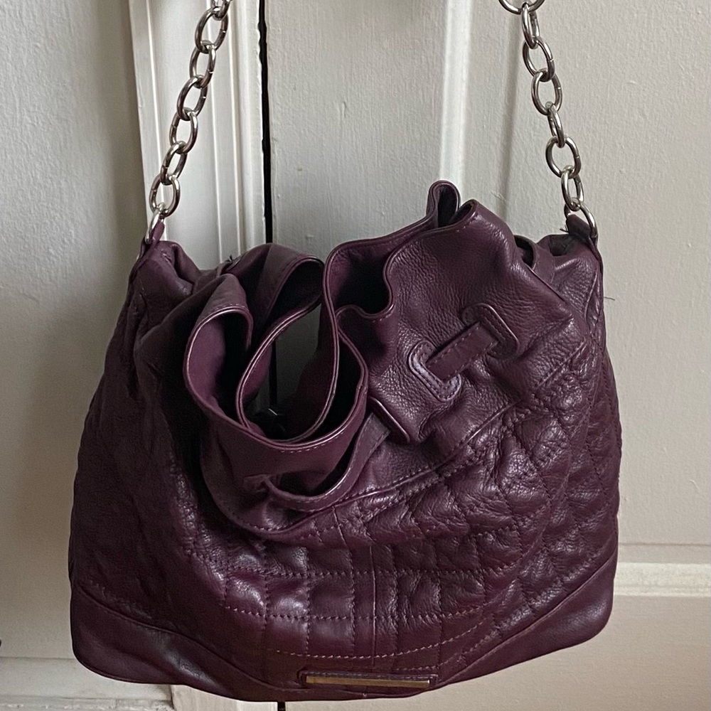 BCBG Max Azria Plum Leather Large Hobo - Picture 2 of 7
